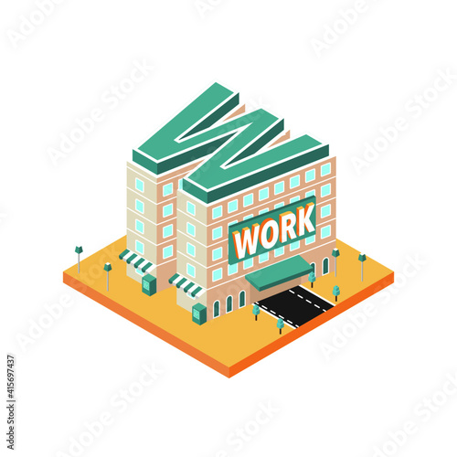 Characteristic office building vector illustration