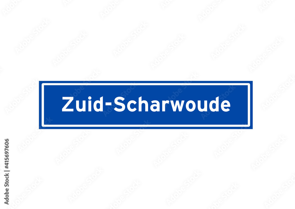 Zuid-Scharwoude isolated Dutch place name sign. City sign from the Netherlands. Zuid-Scharwoude isolated Dutch place name sign. City sign from the Netherlands.