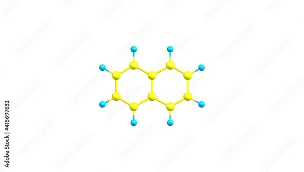 Naphtalene molecule rotating video on white Naphtalene molecule rotating video on white