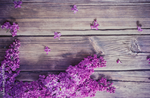 lilac on old wooden background