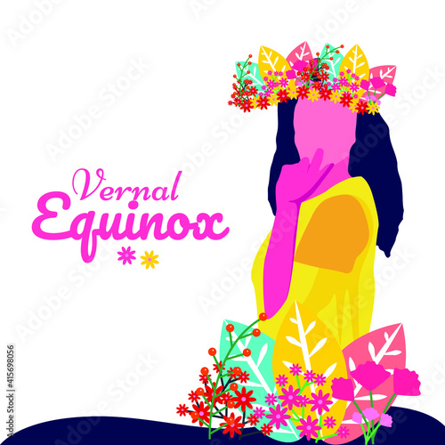 Vernal Equinox ill;ustration. Spring time. spring goddess illustration