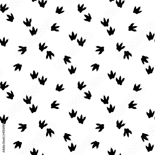 Dinosaur footprint tracks. Minimal seamless pattern. Background with paw, claw predator. Dinosaur footprint illustration perfect for textile, wrap and wallpaper and design.