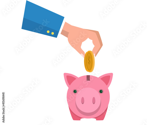 Piggy Bank Saving Money Vector Design Illustration