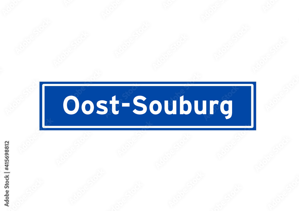 Oost-Souburg isolated Dutch place name sign. City sign from the Netherlands.