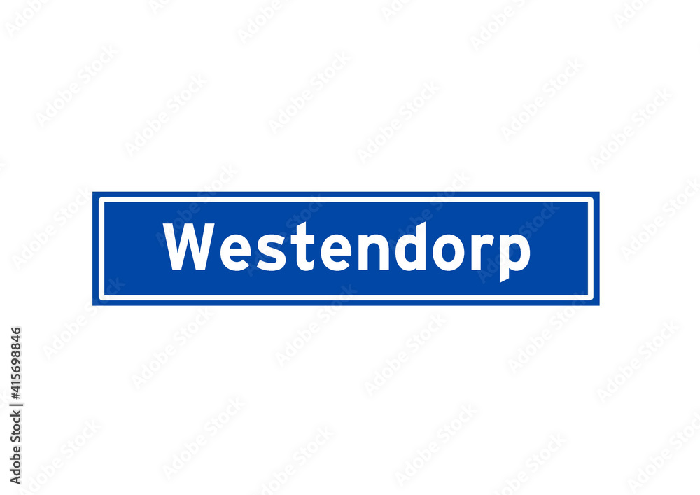 Westendorp isolated Dutch place name sign. City sign from the Netherlands. Westendorp isolated Dutch place name sign. City sign from the Netherlands.