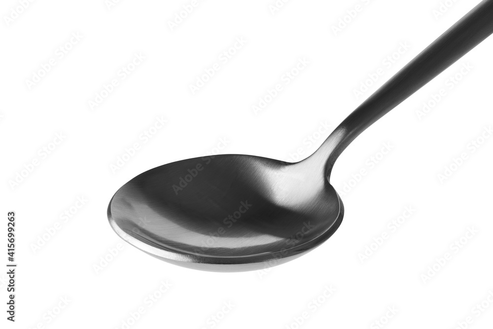 empty steel spoon isolated on white background empty steel spoon isolated on white background