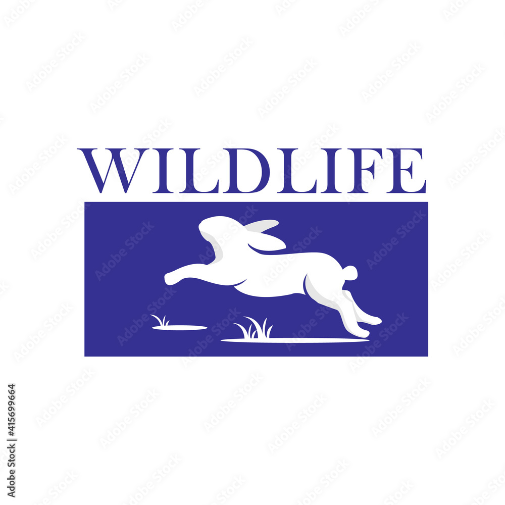 Stylish Wildlife Lettering with rabbit logo design vector illustration