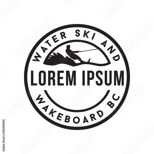 water ski wakeboard logo design concept vector element icon template