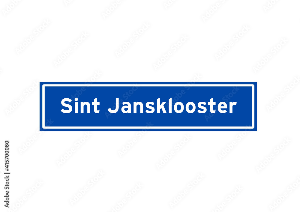 Sint Jansklooster isolated Dutch place name sign. City sign from the Netherlands. Sint Jansklooster isolated Dutch place name sign. City sign from the Netherlands.