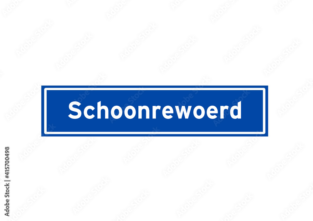 Schoonrewoerd isolated Dutch place name sign. City sign from the Netherlands.