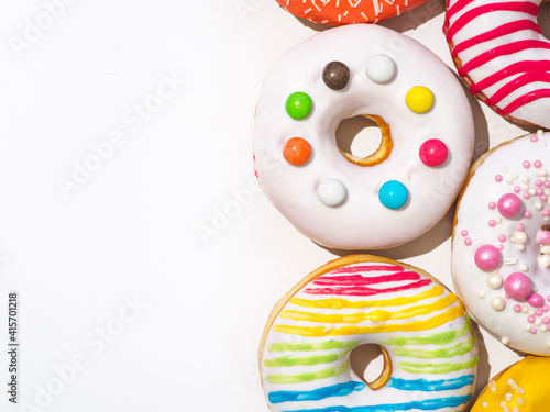 Tasty donuts isolated on white background.