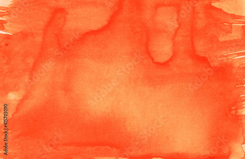 hand drawn orange watercolor paint background. 