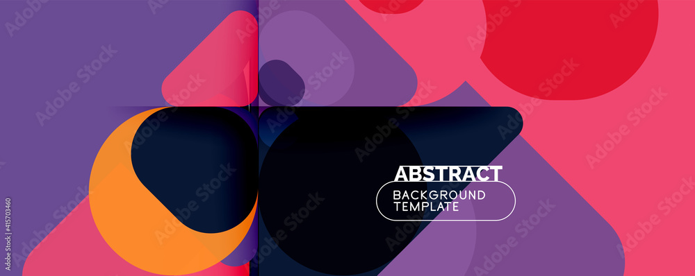 Flat geometric round shapes and dynamic lines, abstract background. Vector illustration for placards, brochures, posters and banners Flat geometric round shapes and dynamic lines, abstract background. Vector illustration for placards, brochures, posters and banners
