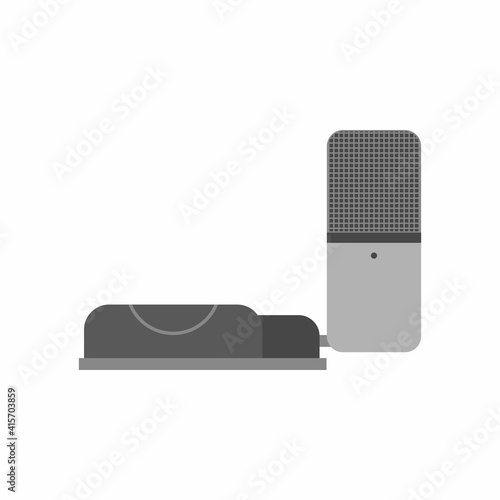 Samson Go Mic in flat style isolated on white background. Portable USB microphone for podcasters, streamers, musicians. Podcast radio icon. Music, voice, record concept. Vector illustration