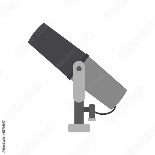 Shure SM7B podcast microphone isolated on white background. Dynamic studio vocal microphone for music and speech. Vector flat illustration for broadcast, podcast or recording studio.