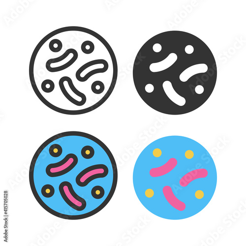 Bacteria, microbe, virus outline vector icon set. Microscopic bacterium and bacillus collection, isolated on white background