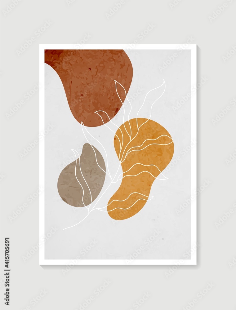 Contemporary art posters in pastel colors. Botanical wall art vector. Minimal and natural wall art. Abstract Plant Art design for print, wallpaper, cover. Modern vector illustration.
