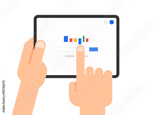 hand holding tablet