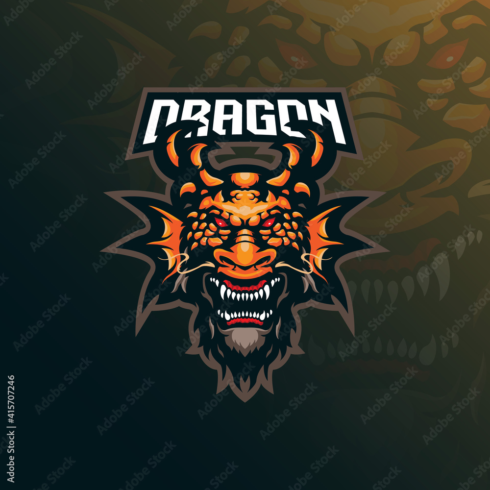 dragon mascot logo design vector with modern illustration concept style for badge, emblem and t shirt printing. head dragon illustration.