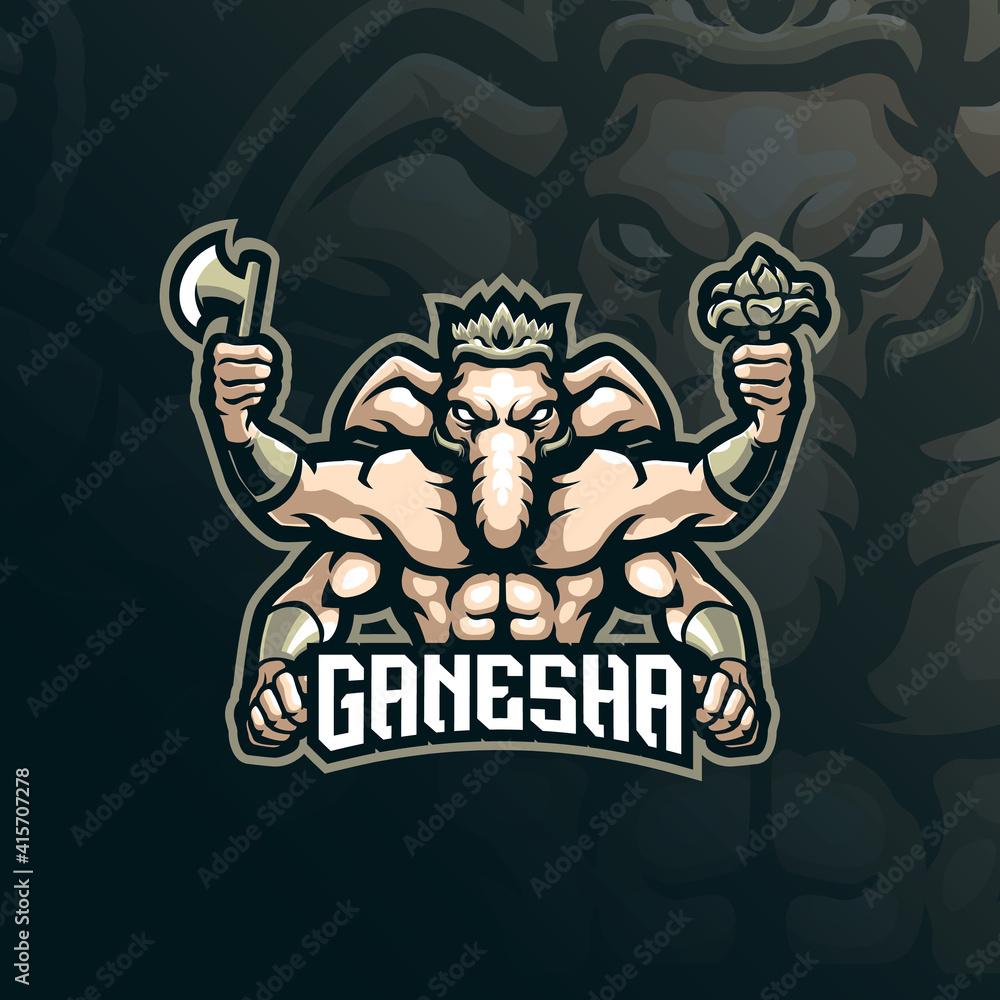 ganesha mascot logo design vector with modern illustration concept style for badge, emblem and t shirt printing. ganesha illustration for sport team.