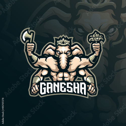 ganesha mascot logo design vector with modern illustration concept style for badge, emblem and t shirt printing. ganesha illustration for sport team.