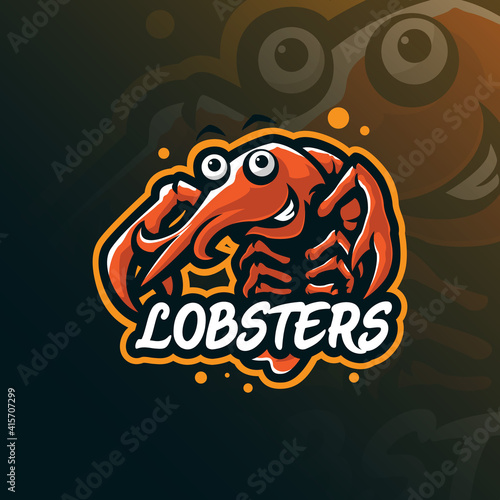 lobster mascot logo design vector with modern illustration concept style for badge, emblem and t shirt printing. smart lobster illustration for food logo.