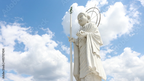 statue of peace with blue sky in Japan