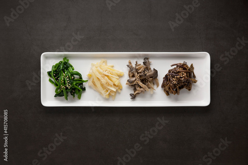 Korean food, various seasoned vegetable (Namul)