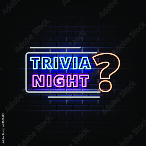 Trivia Night Neon Signs Style Text Vector
