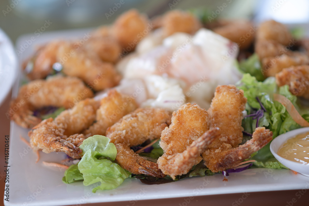 crispy deep fried shrimp on plate crispy deep fried shrimp on plate