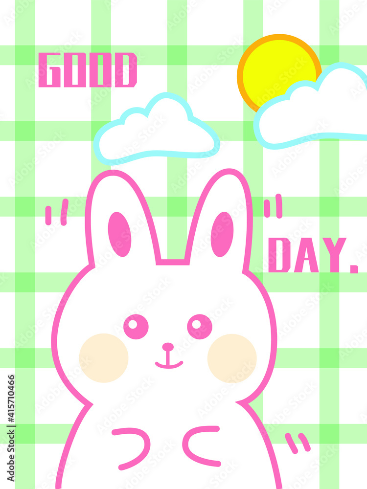 Hand-painted cartoon rabbit small fresh lattice decorative painting hanging painting Hand-painted cartoon rabbit small fresh lattice decorative painting hanging painting