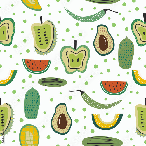 Vector seamless fruit patte...