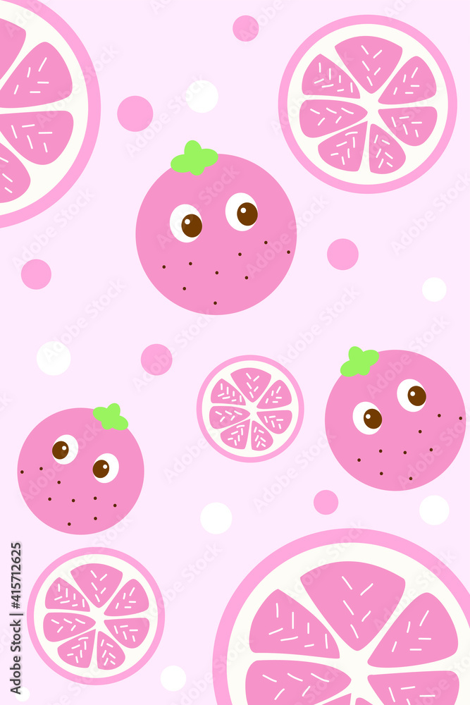 Hand drawn cartoon fruit grapefruit small fresh strip carpet