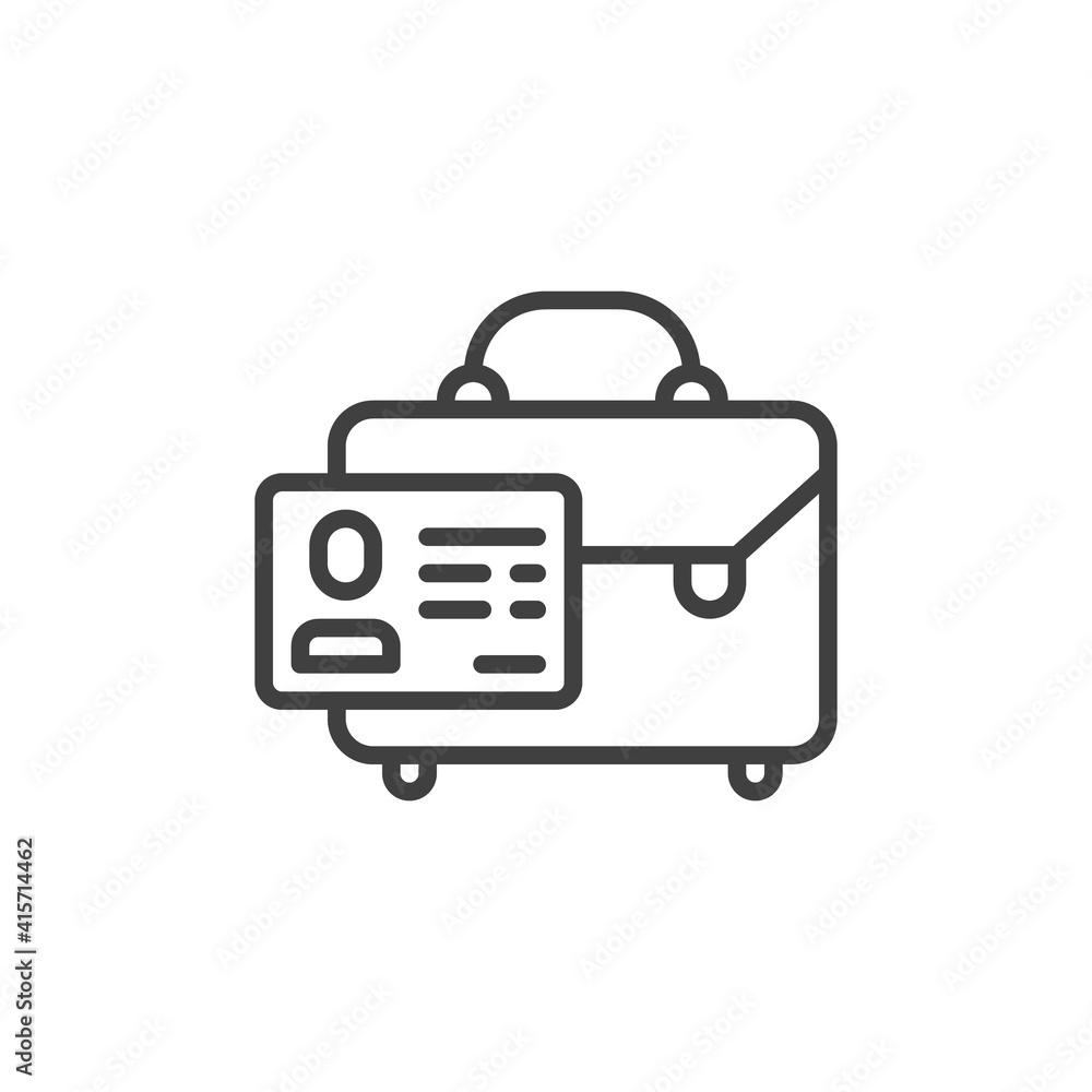 Office bag and card line icon. linear style sign for mobile concept and web design. Business card and briefcase outline vector icon. Symbol, logo illustration. Vector graphics Office bag and card line icon. linear style sign for mobile concept and web design. Business card and briefcase outline vector icon. Symbol, logo illustration. Vector graphics