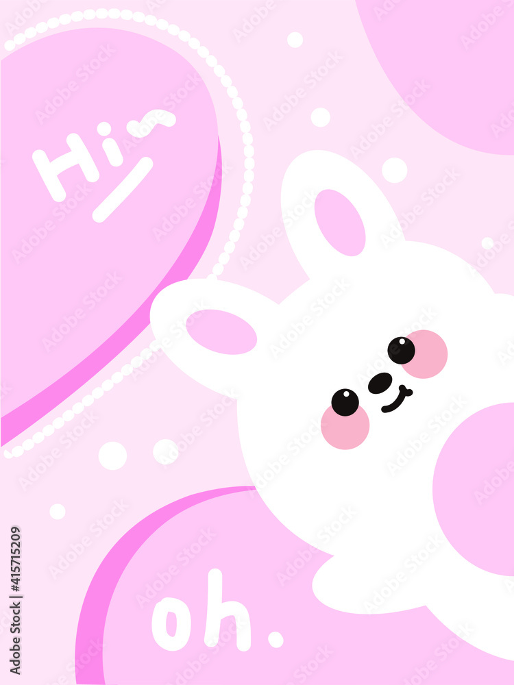 Hand drawn cartoon pink rabbit cute decorative painting hanging painting Hand drawn cartoon pink rabbit cute decorative painting hanging painting