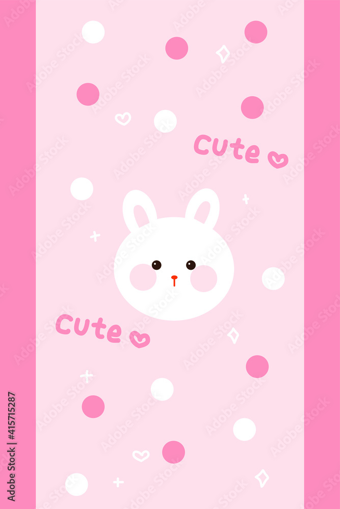 Hand drawn cartoon pink polka dot white rabbit door curtain Hand drawn cartoon pink polka dot white rabbit door curtain