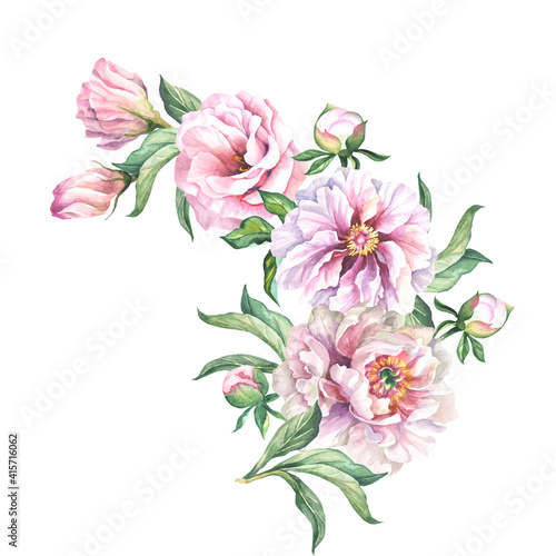 corner of flowers.watercolor peonies