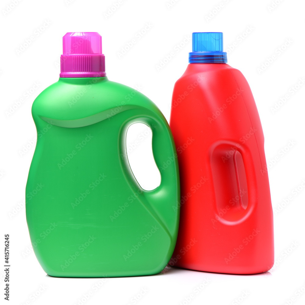 Plastic detergent container on white background Plastic detergent container on white background