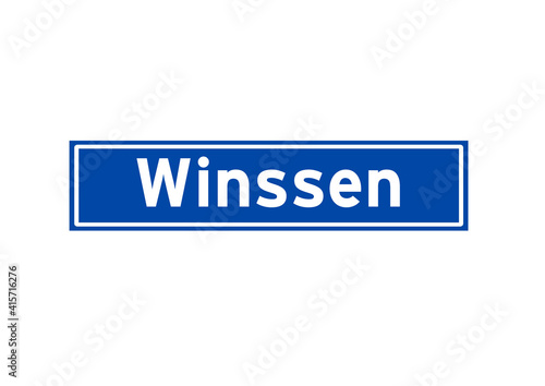 Winssen isolated Dutch place name sign. City sign from the Netherlands.