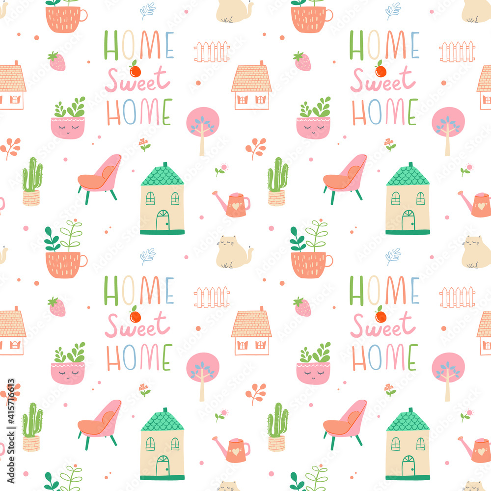 Fototapeta premium seamless pattern sweet home background