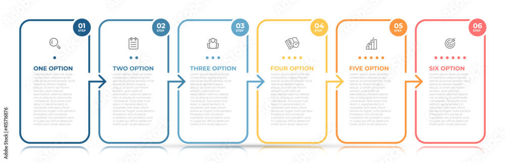 Vector infographic elements thin line design label with icons. Business concept with 6 options, steps. Can be used for workflow diagram, info chart, graph.
