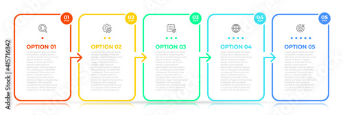 Vector infographic elements thin line design label with icons. Business concept with 5 options, steps. Can be used for workflow diagram, info chart, graph.