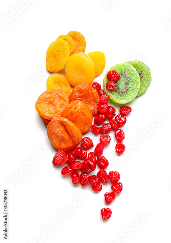 Fototapeta Naklejka Na Ścianę i Meble -  Different dried fruits on white background