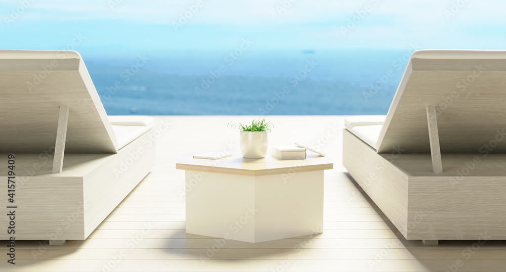 Minimal Luxury beach house with sea view on terrace modern design ...