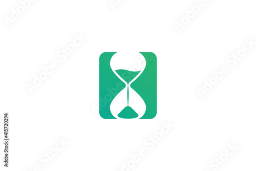letter h logo with hourglass negative space element, icon design vector