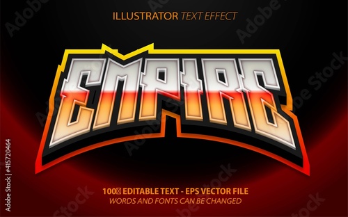 Empire, 3d Modern Esport style editable text effect Premium Vector