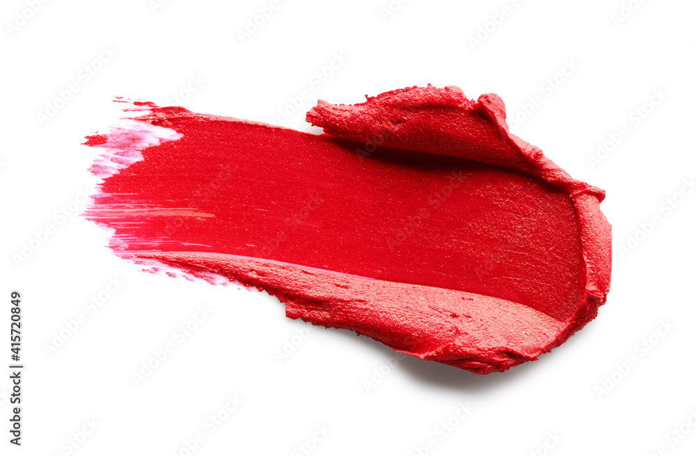 Red lipstick smear isolated on white background - obrazy, fototapety, plakaty 