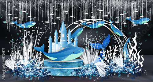 Blue ocean wedding vector design