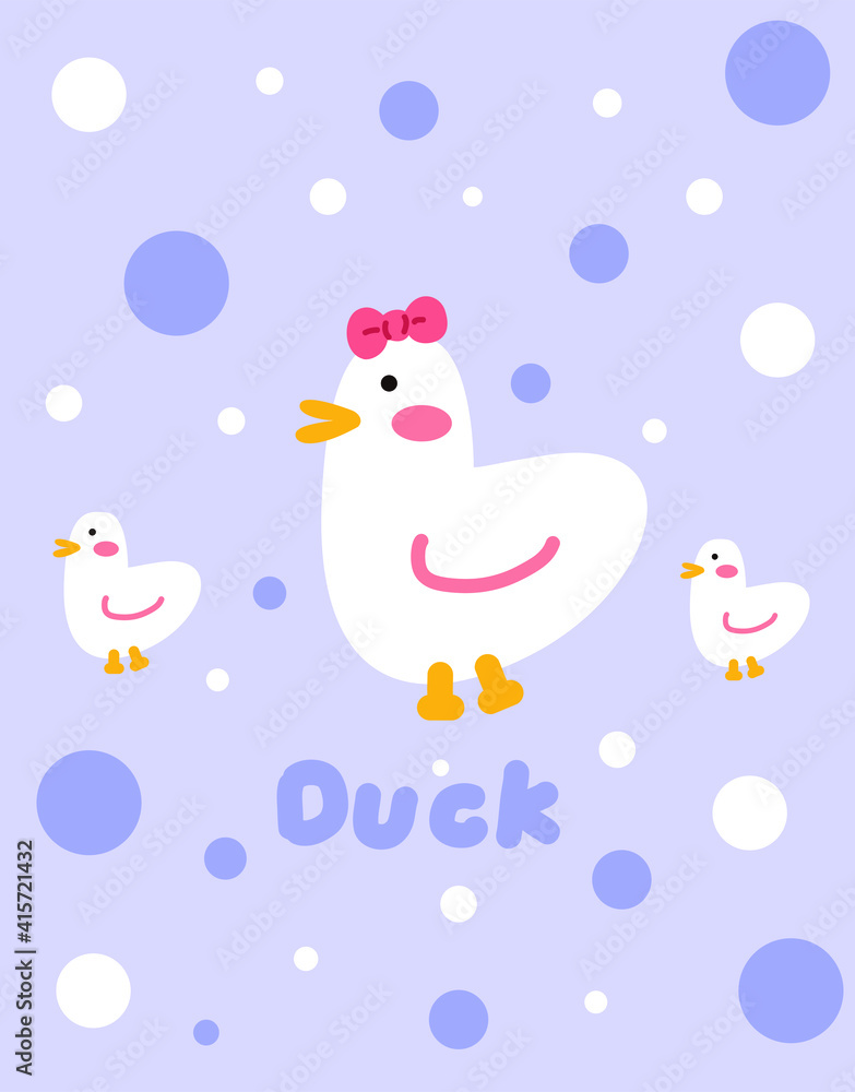 Cartoon Duck Polka Dot Vertical Tapestry Cartoon Duck Polka Dot Vertical Tapestry