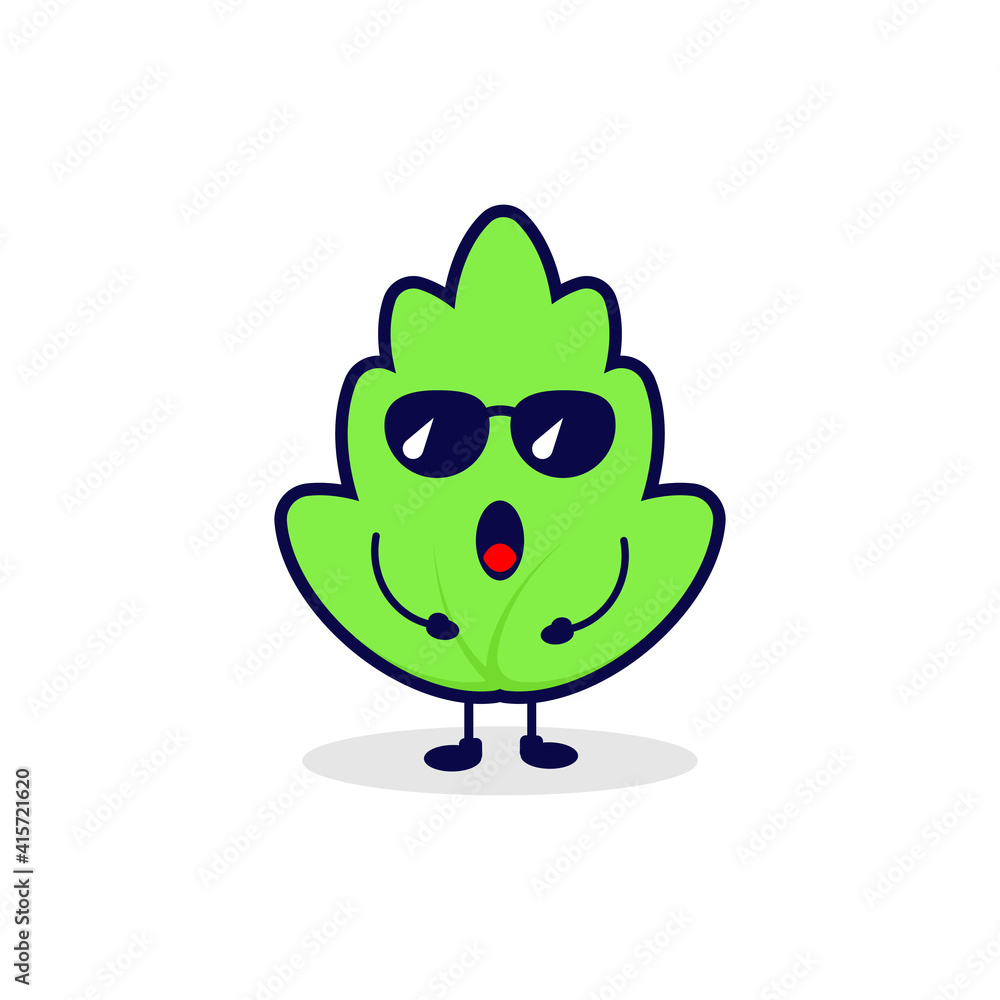 Fototapeta premium Leaf cool cute character illustration